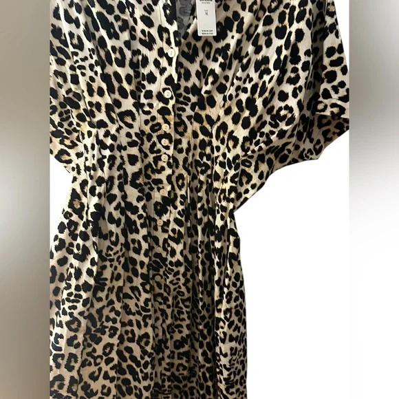 Anthropologie Tobie Pleated Shirt Dress Sz M NEW animal print - Picture 11 of 12